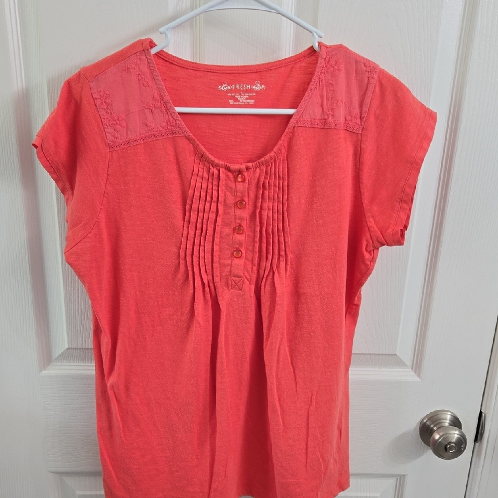 Relativity Coral Button-Front Blouse